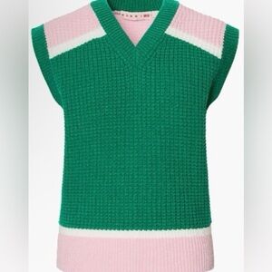 MARNIxUniqlo Green and Pink Knit Sweater Vest